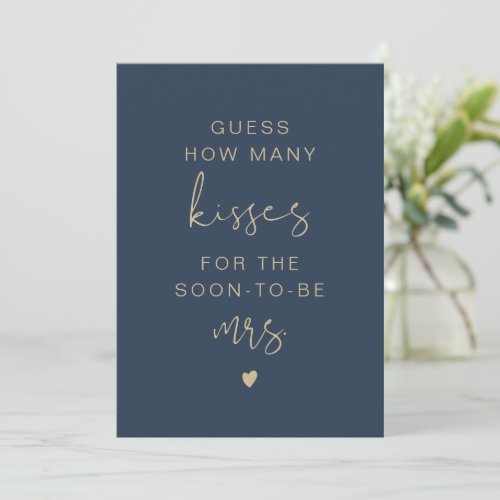 CAITLIN Navy Guess How Many Kisses Bridal Sign Invitation