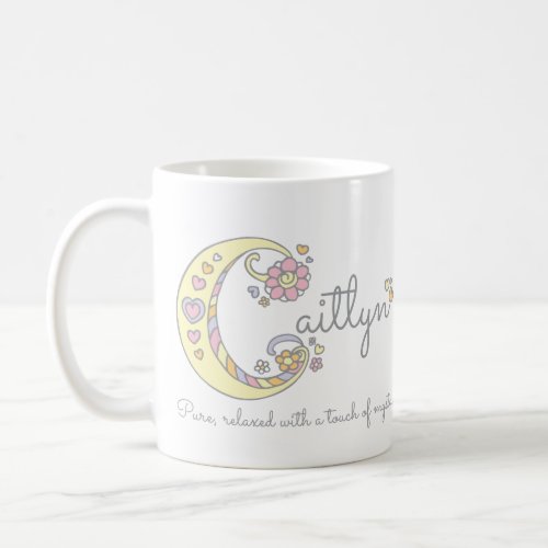 Caitlyn letter C name meaning monogram mug