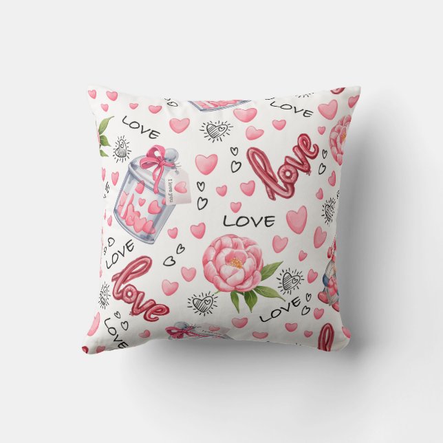 Cajín PINK LOVE Throw Pillow (Back)
