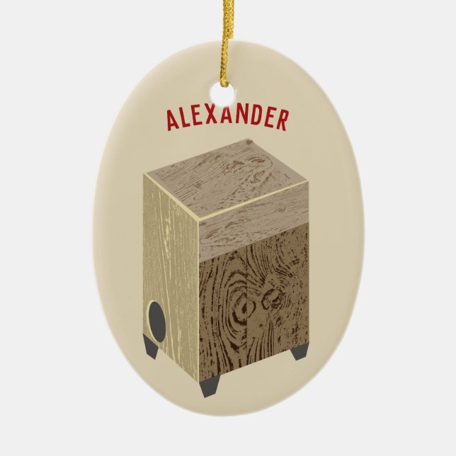 Cajon Drum Personalized Christmas Ornament (Front)