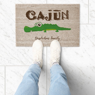Cajun Alligator and Family name Door Mat