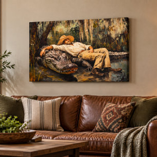 Cajun Alligator Gallery Wrap Wall Art 36x24