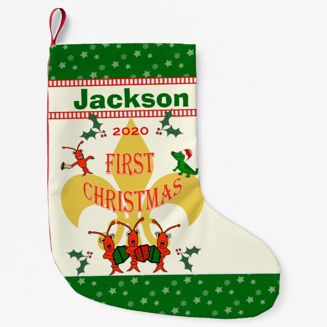 Cajun Baby First Christmas Small Christmas Stocking (Front)