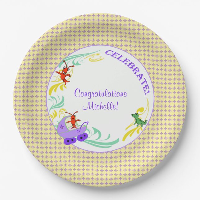 Cajun Baby Gender Neutral Paper Plates (Front)