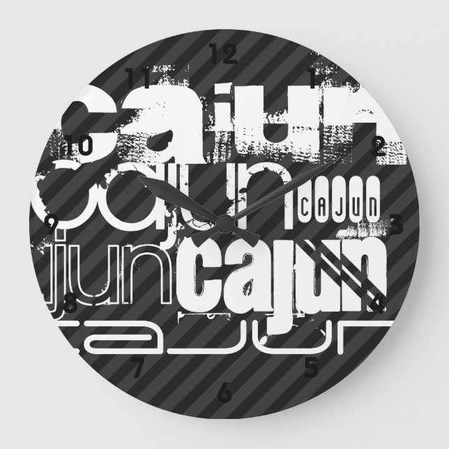 Cajun; Black & Dark Gray Stripes Large Clock (Front)
