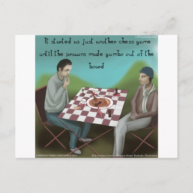 Cajun Chess Funny Cartoon Postcard (Front)