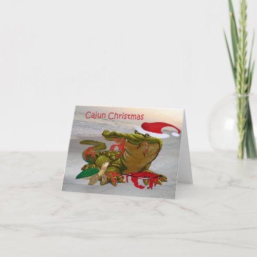 Cajun Christmas by the bayou alligator and buddies Card