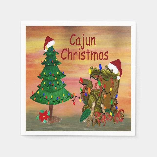 Cajun Christmas Holiday party Napkins (Front)