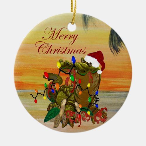 Cajun Christmas on the bayou Holiday coasters Ceramic Ornament