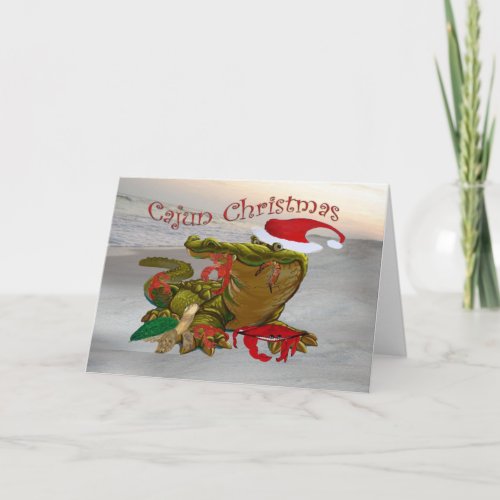 Cajun Christmas Santa Gator greeting cards