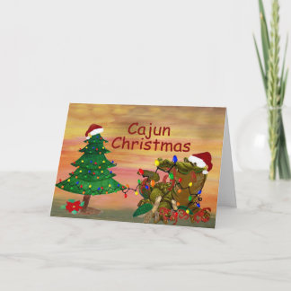 Cajun Christmas Santa Gator on the bayou Holiday Card