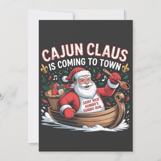 Cajun Clause Is Coming to Town Christmas Krampus  Invitation (Front)