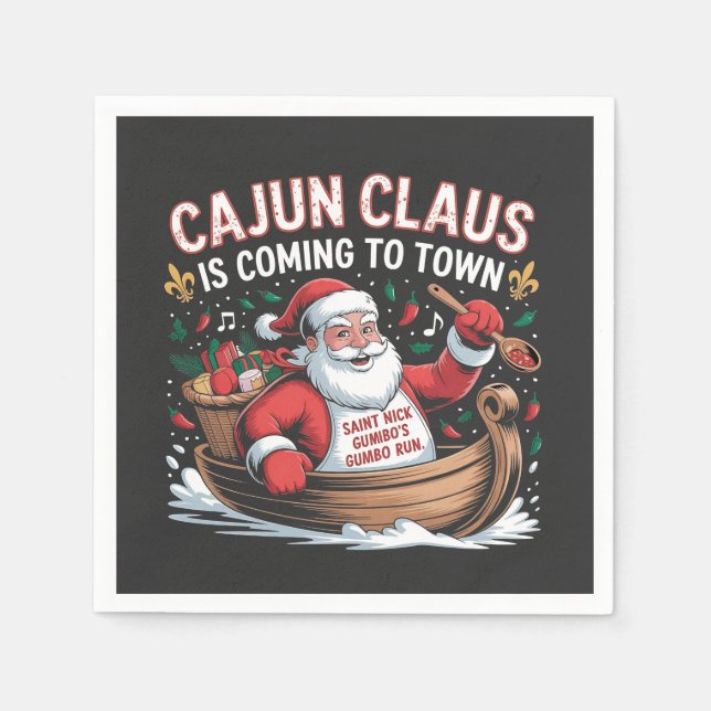Cajun Clause Is Coming to Town Christmas Krampus  Napkins (Front)