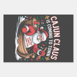 Cajun Clause Is Coming to Town Christmas Krampus Wrapping Paper Sheets