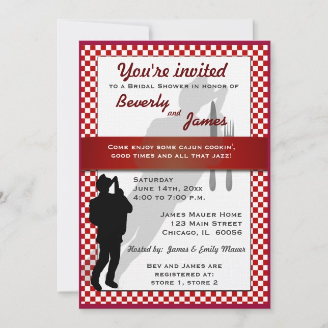 Cajun Cookin Bridal Shower Chalkboard Design Invitation (Front)