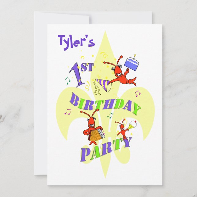 Cajun Crawfish 1st Birthday Party Invitation (Front)