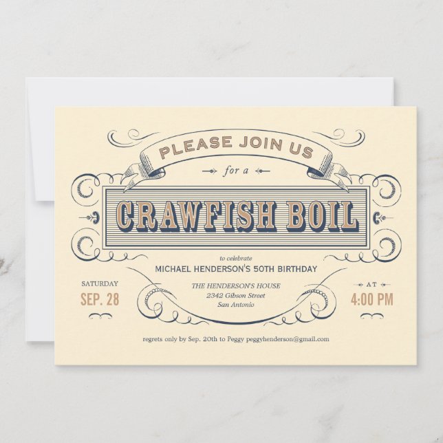 Cajun Crawfish Boil Party Invitations (Front)