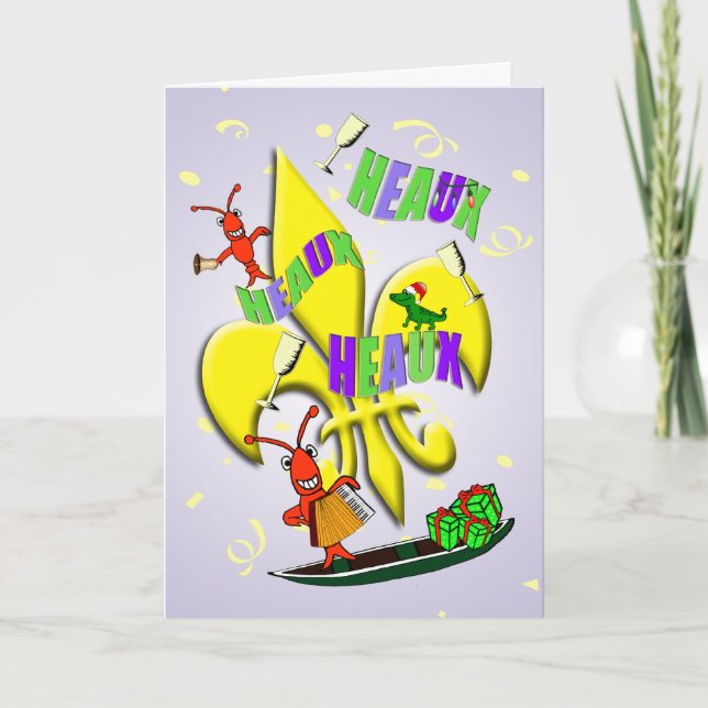 Cajun Crawfish Christmas Holiday Card (Front)