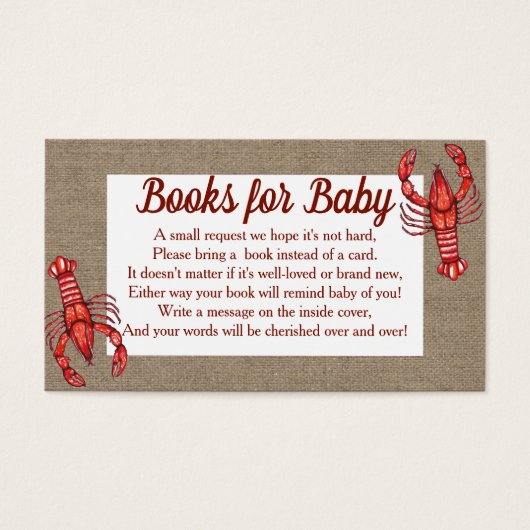 Cajun Crawfish & Faux Burlap Baby Shower Books (Front)