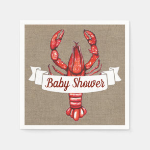 Cajun Crawfish & Faux Burlap Baby Shower Napkins