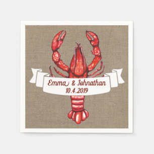 Cajun Crawfish & Faux Burlap Personalized Napkins