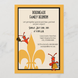 Cajun Crawfish Fleur de Lis Family Reunion Invitation