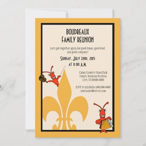 Cajun Crawfish Fleur de Lis Family Reunion Invitation