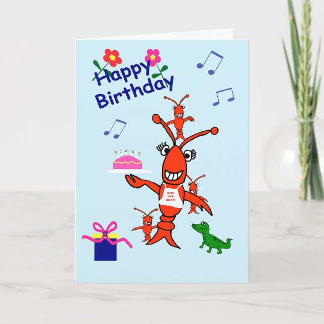 Cajun Crawfish Happy Birthday Card (Front)