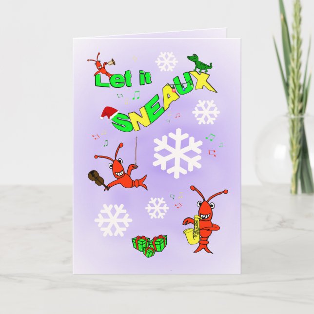 Cajun Crawfish Let it Sneaux Christmas Holiday Card (Front)