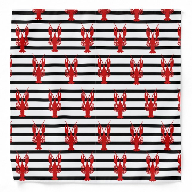 Cajun Crawfish & Stripe Bandana (Front)