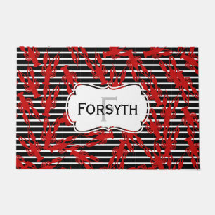 Cajun Crawfish & Stripe Monogram Doormat