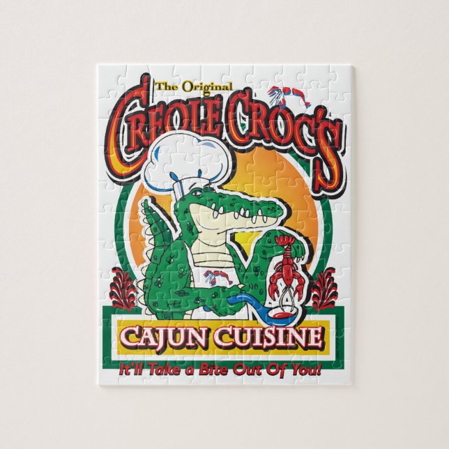 Cajun Creole Mardi Gras Crocodile Jigsaw Puzzle (Vertical)