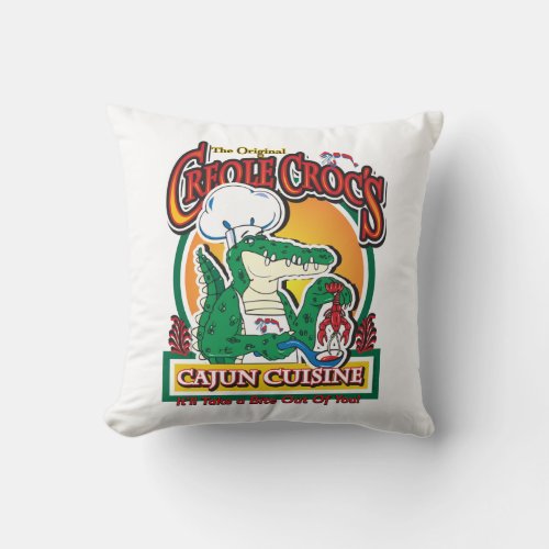 Cajun Creole Mardi Gras Crocodile Throw Pillow