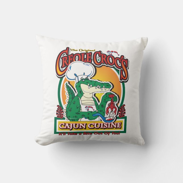 Cajun Creole Mardi Gras Crocodile Throw Pillow (Front)