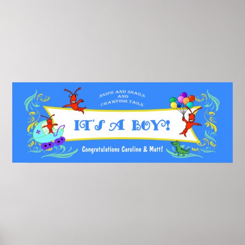 Cajun Critters Baby Boy Banner Poster