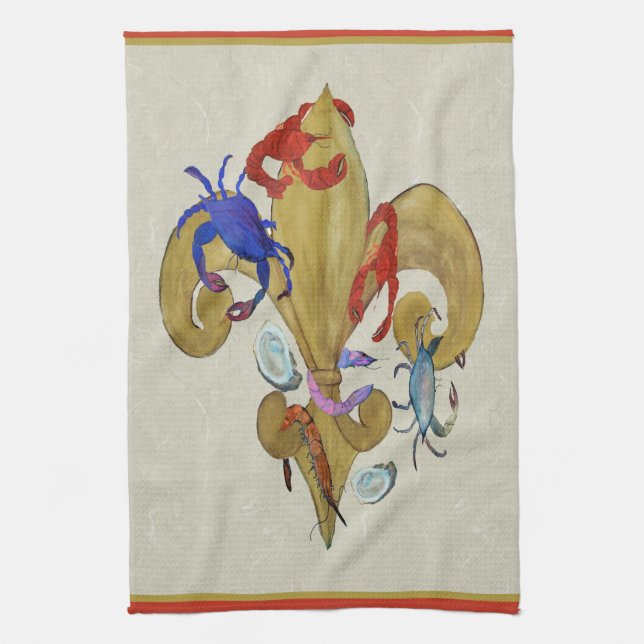 Cajun Fleur de lis  kitchen towels from art (Vertical)