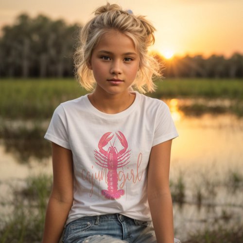 Cajun Girl Pink and Peach Crawfish South Louisiana T_Shirt