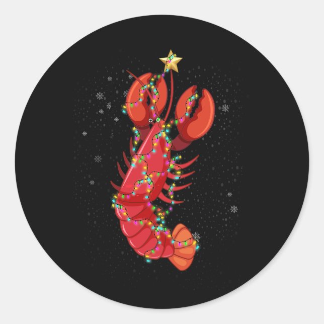 Cajun Louisiana Christmas Merry Crabmas X-Mas Ligh Classic Round Sticker (Front)