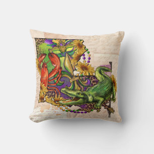 Cajun Louisiana Vintage Map Throw Pillow