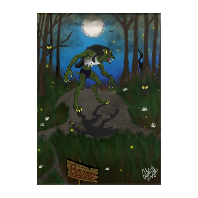 Cajun Loup Garou Rougarou Art Illustration (Front)