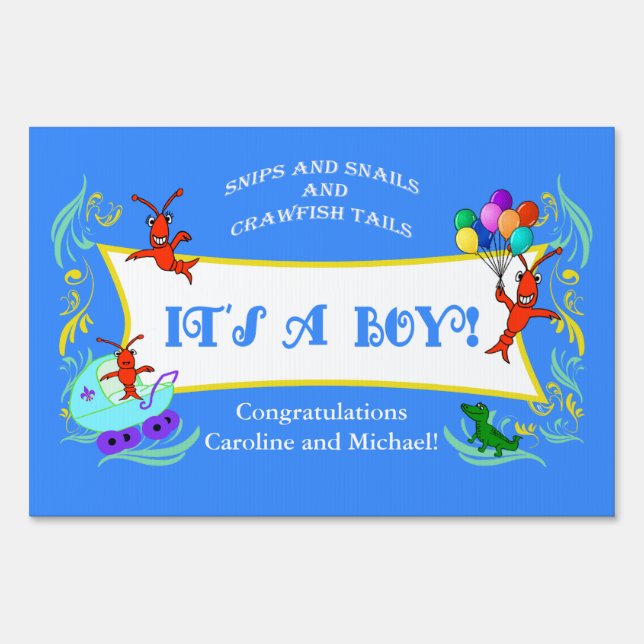 Cajun New Baby Boy Yard Sign (Front)