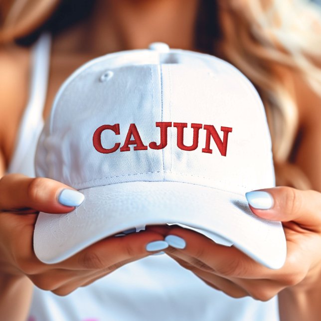 Cajun Red on White Embroidered Baseball Cap (Cajun Red on White Embroidered Baseball Cap)