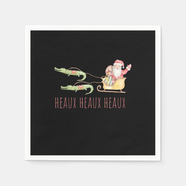 Cajun Santa Alligator Heaux Heaux Heaux Christmas  Napkins (Front)