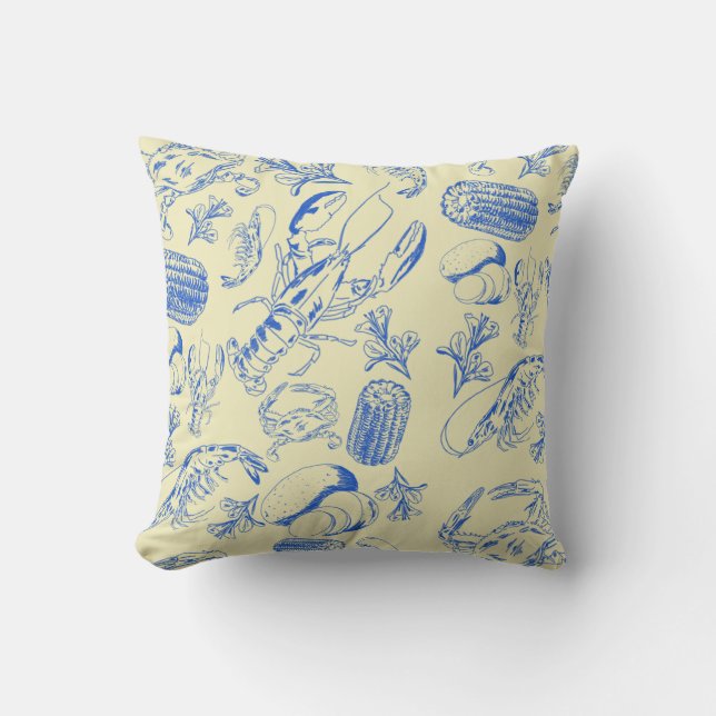 Cajun Seafood Boil – Southern Coastal Food Art Throw Pillow (Front)