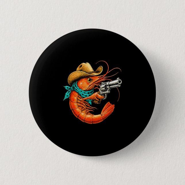 Cajun seafood funny shrimp  button (Front)