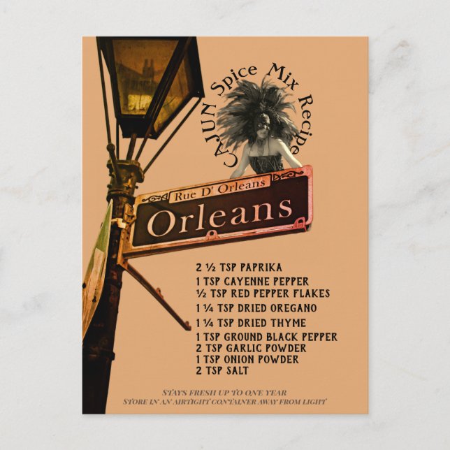 Cajun Spice Mix Recipe | Postcard (Front)