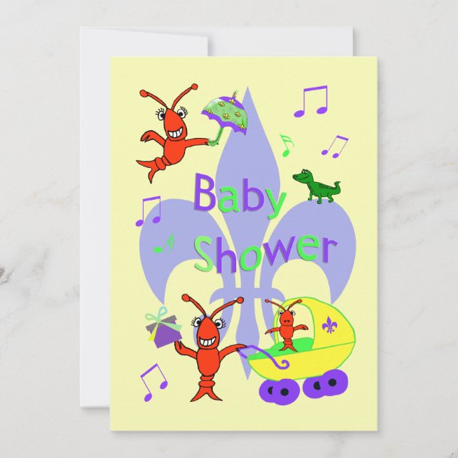 Cajun Themed Fleur de Lys Baby Shower Invitation (Front)