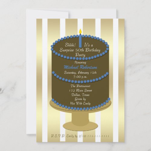 Cake 50th Surprise Birthday Party Invitation