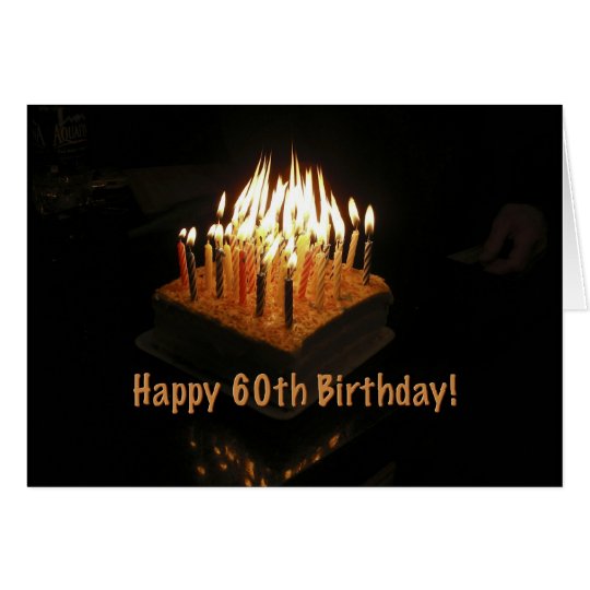 cake 60 birthday candles lit fire card | Zazzle.com