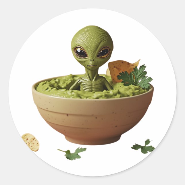 Cake Alien – Cute Surreal Dessert Art Classic Round Sticker (Front)